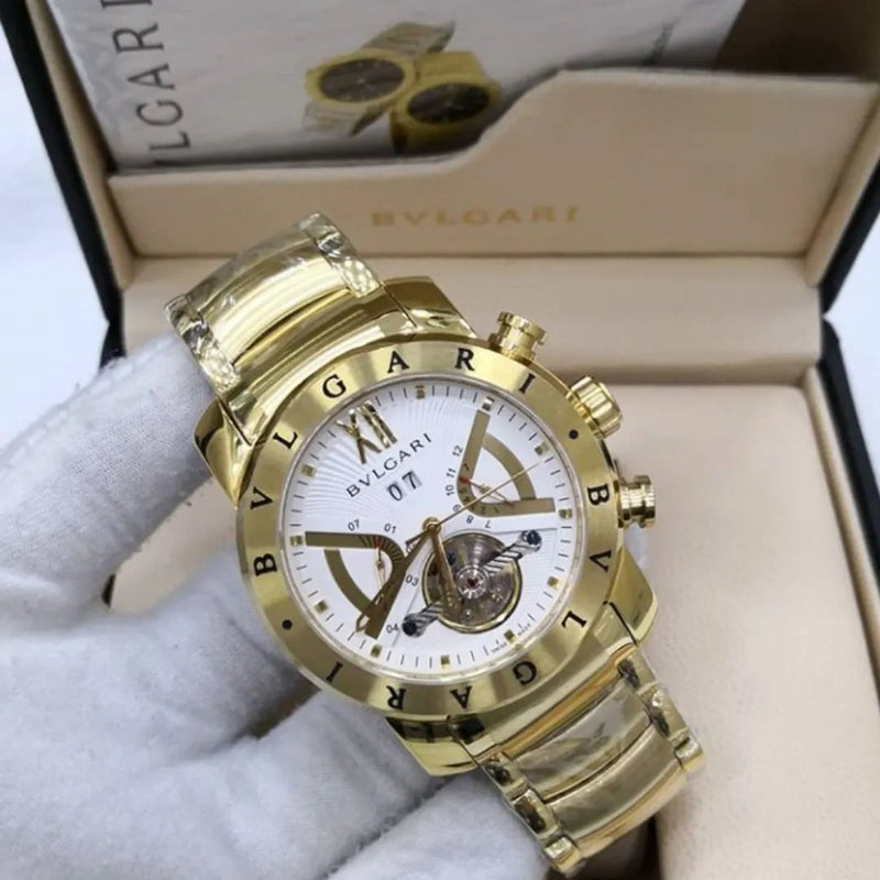 Relógio Bvlgari Iron Man - Dourado/Branco