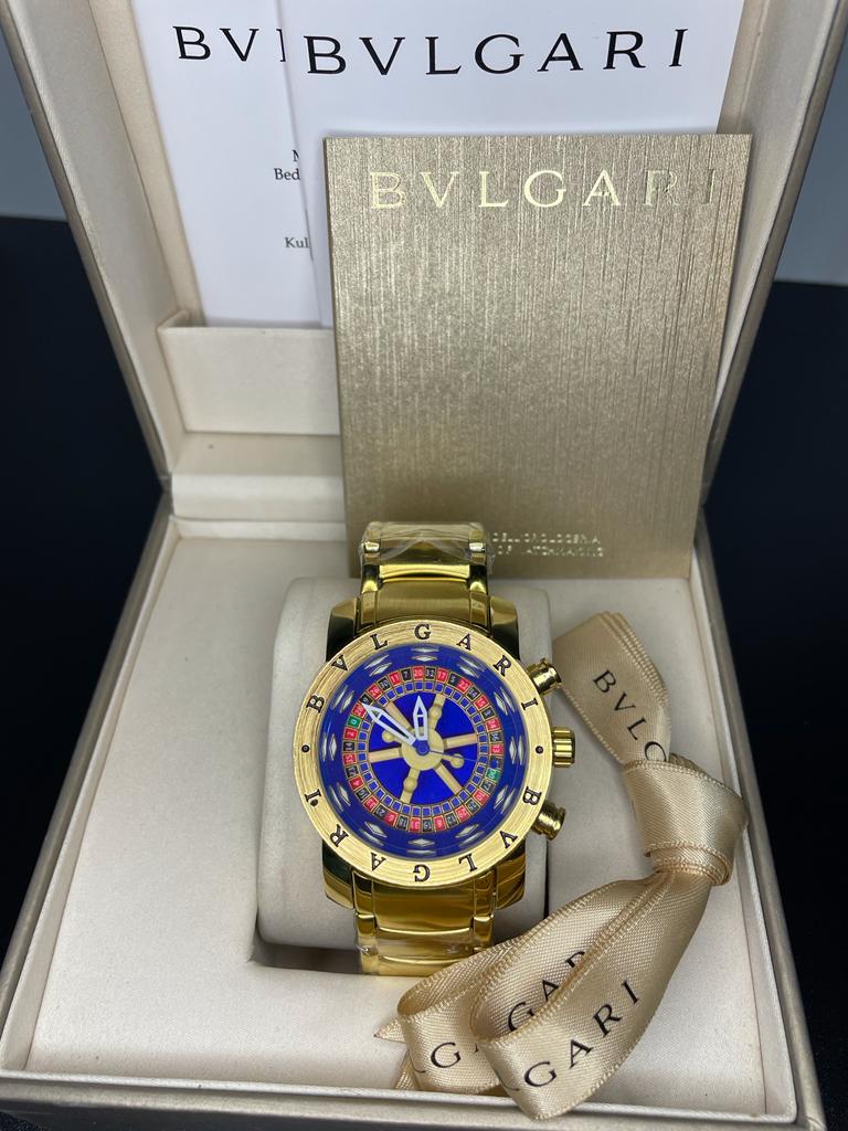 Bvlgari Casino Roleta Dourado Fundo Azul