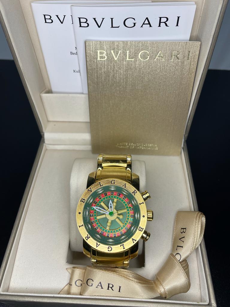 Bvlgari Casino Roleta Dourado Fundo Verde