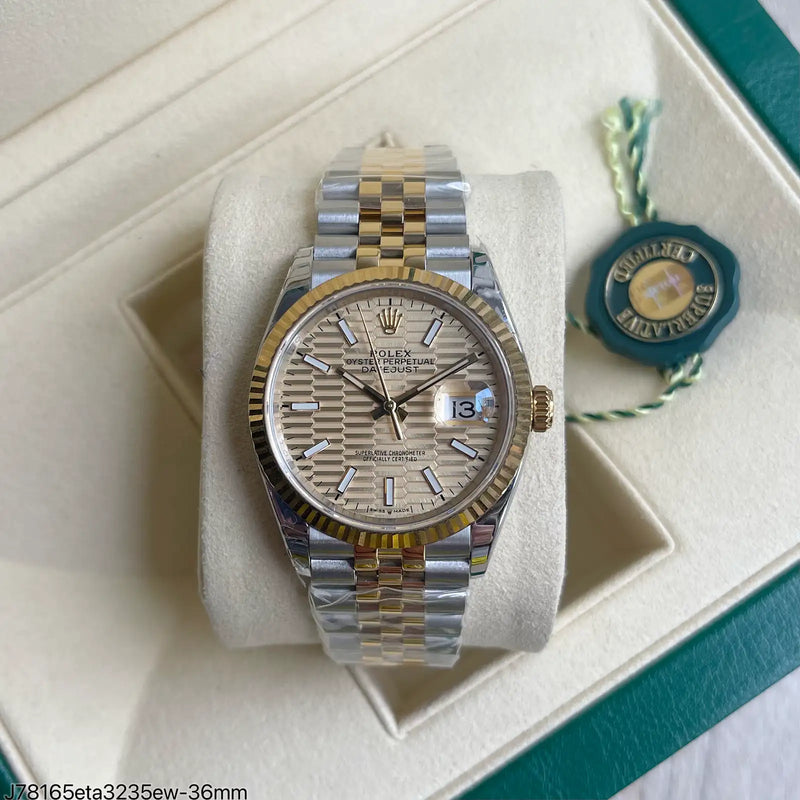 SUPER CLONE MÁQUINA ETA – ROLEX DATEJUST 36MM PRATA DOURADO