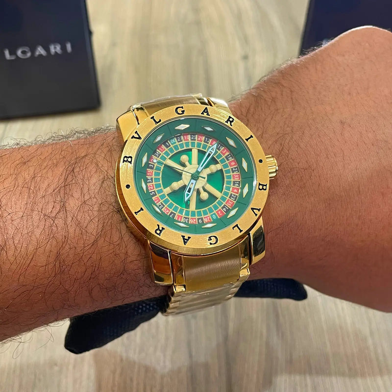 Bvlgari Casino Roleta Dourado Fundo Verde