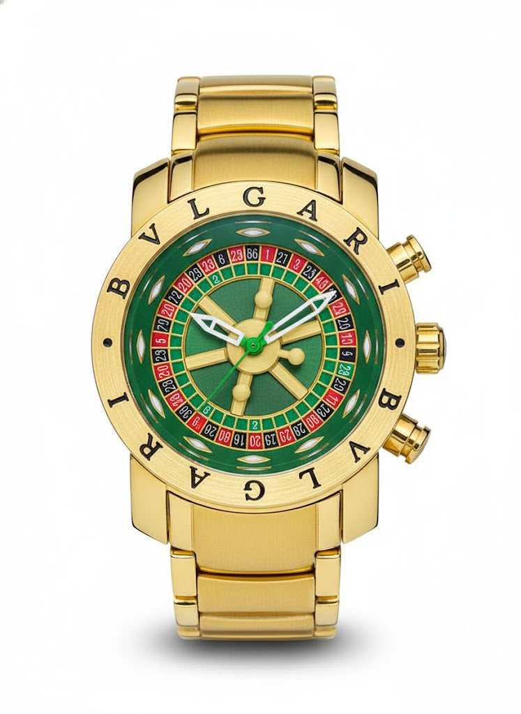 Bvlgari Casino Roleta Dourado Fundo Verde